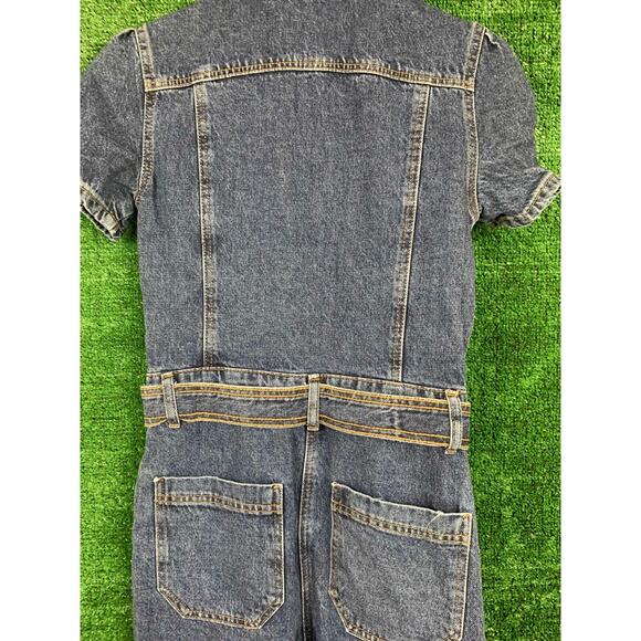 Trendyol Denim Jumpsuit Blue Wash Full Length Short Sleeve Coverall Womens Sz 36 - Picture 15 of 16